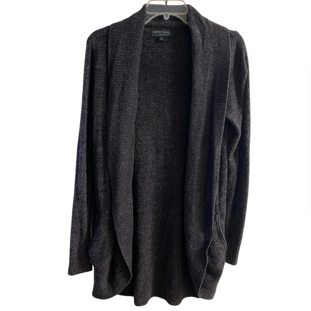 Barefoot Dreams cozy chic lite sweater‎ cardigan heather black Medium